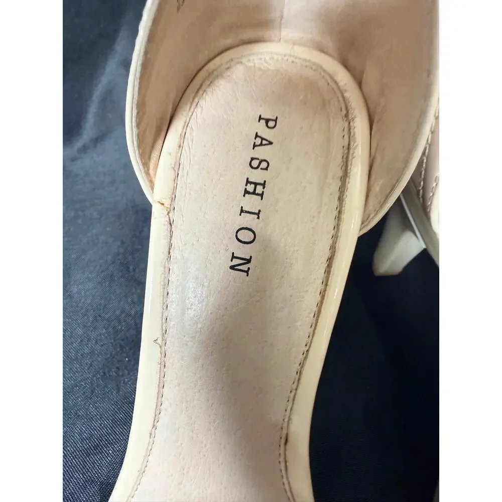 Pashion Footwear Sand Patent The Pashionista Convertible Heels 7.5
